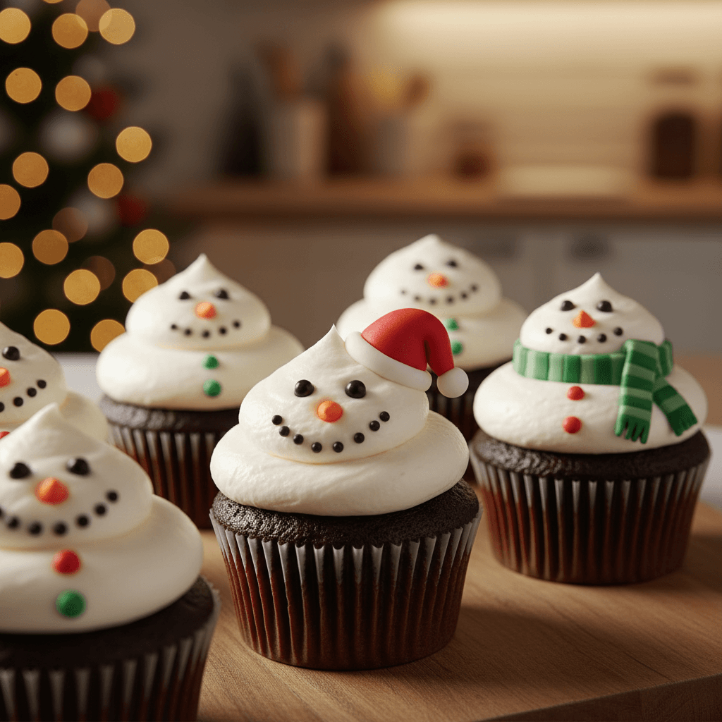 snowman cupcakes