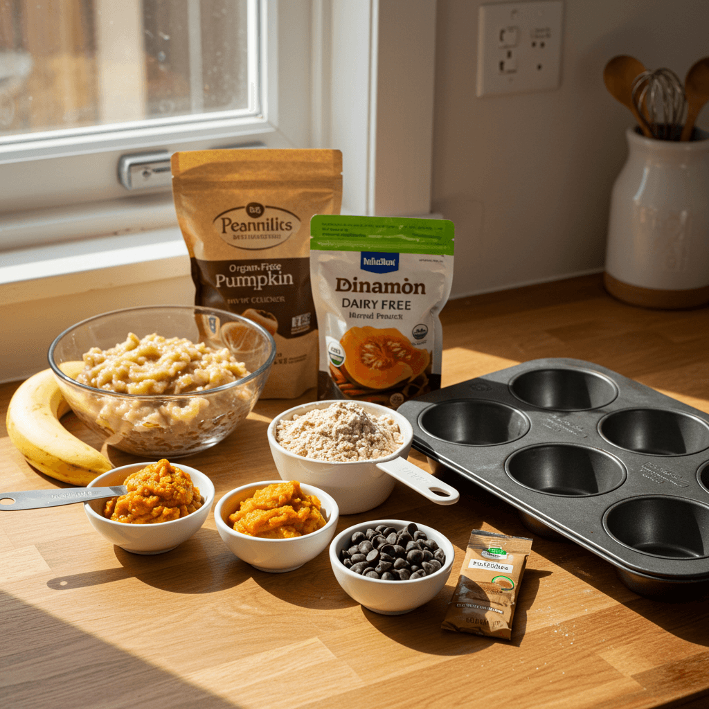 Nut-free cupcake ingredients on a prep table