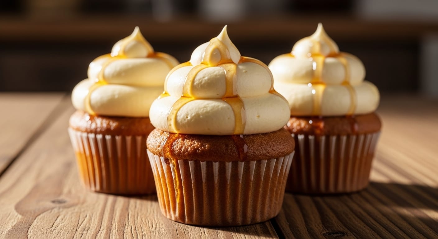 Fluffy Maple Cream Cupcakes with Sweet Autumn Flavor