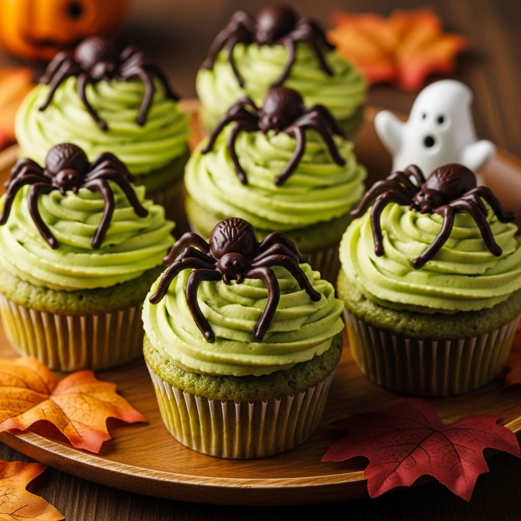 Avocado Spider Cupcakes | Healthy Halloween Dessert