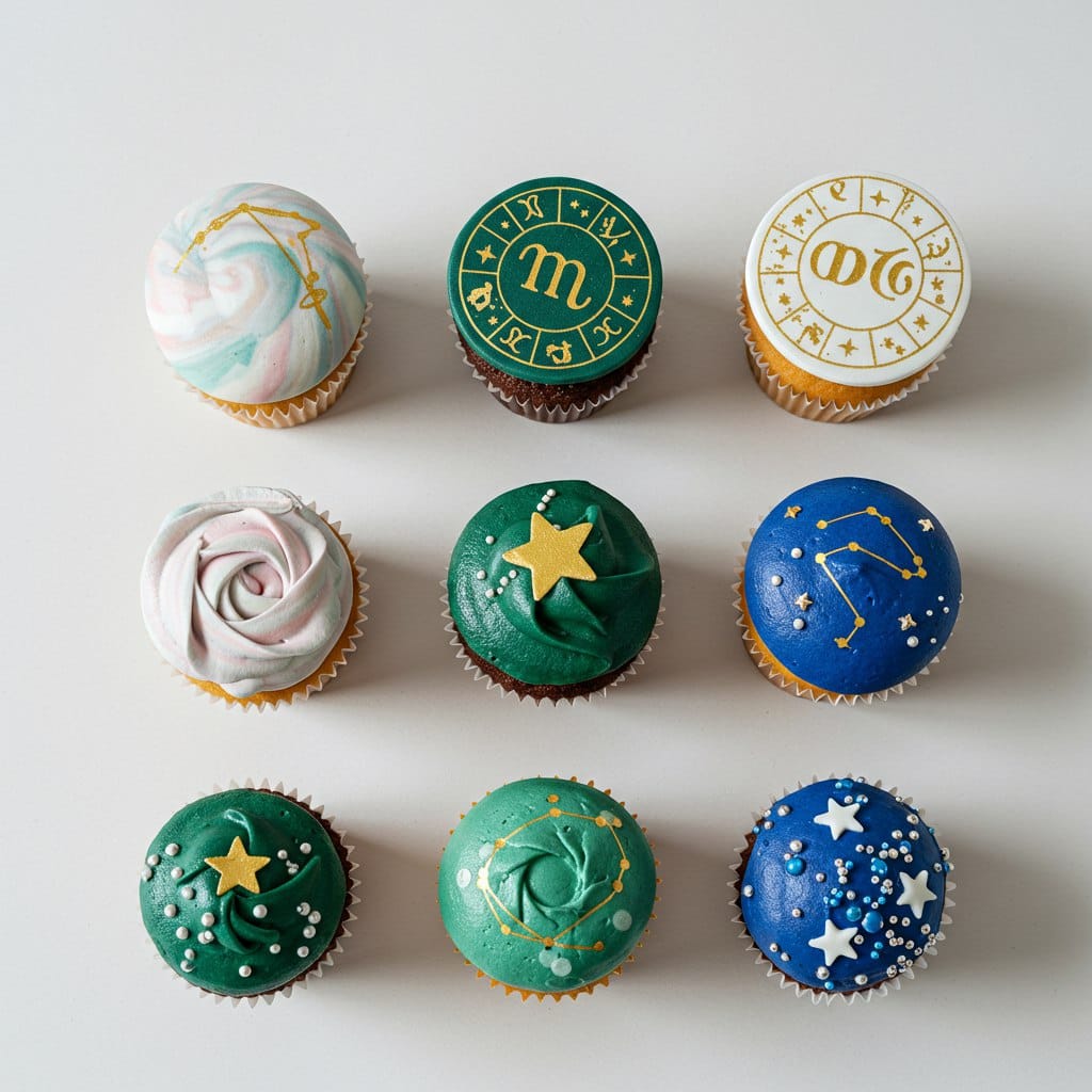 Gender-neutral cupcake designs with abstract and modern details

