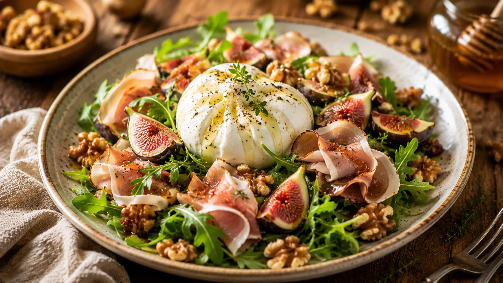 Ultimate Burrata Salad with Figs &amp; Smoked Turkey
