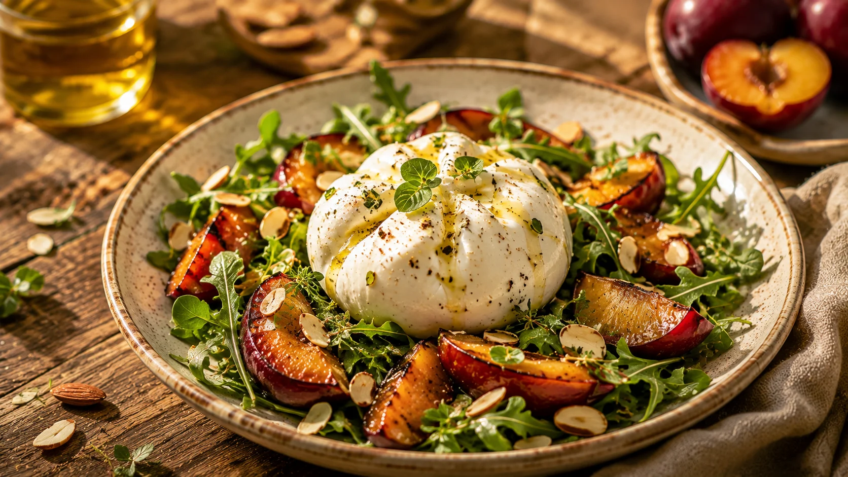 Ultimate Burrata Salad with Roasted Prunes &amp; Almonds