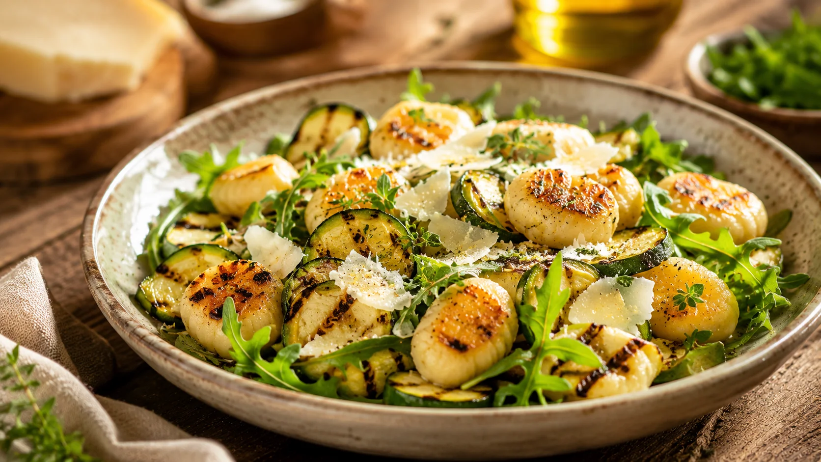 Ultimate Grilled Gnocchi Salad with Zucchini &amp; Parmesan