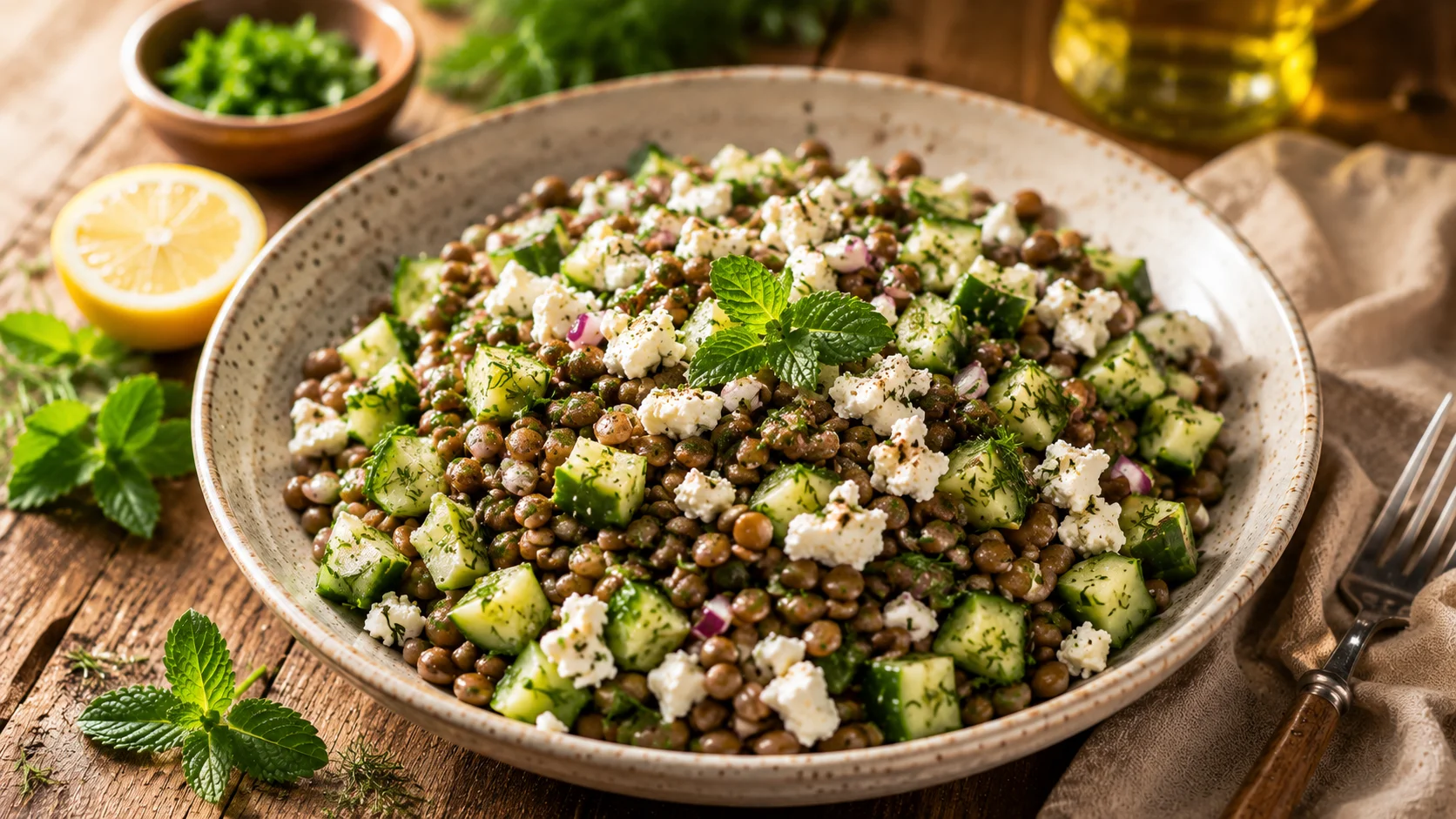 The Ultimate Lentil Cucumber Feta Salad Recipe That Your Family Will Request Every Week